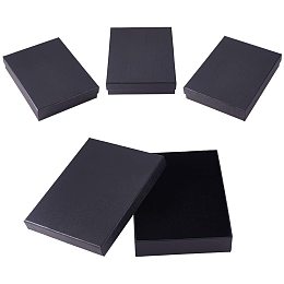 PH PandaHall 4pcs Cardboard Jewelry Boxes Necklace Bracelet Earring Jewelry Paper Box, Black Rectangle Storage Box Gift Boxes, 5.5x7.1inch