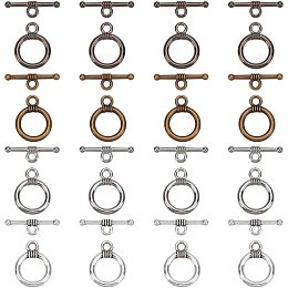 SUPERFINDINGS 120 Sets 4 Colors CCB Plastic Toggle Clasps Jewelry Crafting Toggle Closure Round Shape Toggle Closures for Bracelet Necklace Jewelry Making DIY Beginners