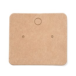 Honeyhandy Blank Kraft Paper Earring Display Cards, Rectangle, BurlyWood, 4.5x5x0.05cm, Hole: 1.5mm