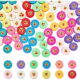 DICOSMETIC 260Pcs 13 Colors Polymer Clay Bead Colorful Flat Round Beads Cartoon Loose Bead with Duck Pattern for DIY Jewelry Making, Hole: 1.6mm