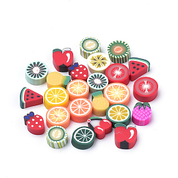 ARRICRAFT Handmade Polymer Clay Cabochons, Fruit, Mixed Color, 9x7x4mm, 100pcs/bag