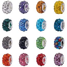 NBEADS 100Pcs Random Mixed Color Rhinestone European Beads, Crystal Charm Beads Large Hole Spacer Beads Fit European Bracelet Snake Chain Charms Bracelet