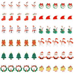 GORGECRAFT 60Pcs Mini Resin Christmas Ornaments 12 Styles Flatback Beads Mini Xmas Embellishments Santa Snowman Tree Bell Sock Bear Reindeer Decor for Scrapbooking DIY Crafts Jewelry Cell Phone Case