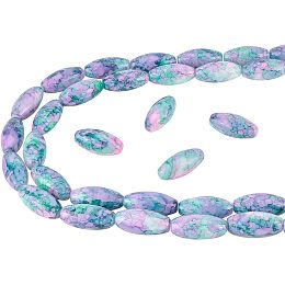 Arricraft 74 Pcs Oval Glass Beads, Violet Oval Baking Painted Beads 2 Strands Colorful Gemstone Loose Spacer Beads with 1 mm Hole for DIY Crafts Bracelets Jewelry Making