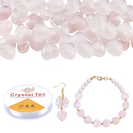 Arricraft DIY Natural Stone Beads Bracelet Making Kit, Including Heart Natural Rose Quartz Beads, Elastic Thread, Beads: about 34pcs/box