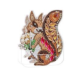 Honeyhandy 5D DIY Squirrel Pattern Animal Diamond Painting Pencil Cup Holder Ornaments Kits, with Resin Rhinestones, Sticky Pen, Tray Plate, Glue Clay and Acrylic Plate, Squirrel Pattern, 139x104.5x2mm