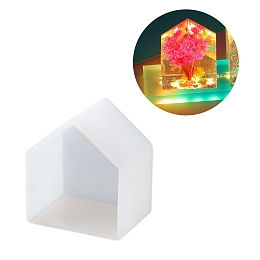 Honeyhandy House LED Art Light Display Decoration DIY Silicone Molds, Resin Casting Molds, for UV Resin, Epoxy Resin Craft Making, White, 67x60x42mm