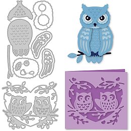 GLOBLELAND 2Pcs Owl Metal Cutting Dies Love Heart Die Cuts for DIY Scrapbooking Wedding Birthday Valentine's Day Cards Making Album Envelope Decoration,Matte Platinum