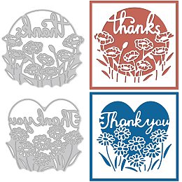 GLOBLELAND Thank You Frame Cut Die Grateful Words Carbon Steel Die Cuts Flower Embossing for Scrapbooking Greeting Card DIY Craft