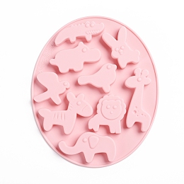 Honeyhandy Food Grade Silicone Molds, Fondant Molds, Baking Molds, Chocolate, Candy, Biscuits, UV Resin & Epoxy Resin Jewelry Making, Animal, Pink, 165x139x11mm, Inner Size: 12~63x23~61mm