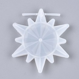 Honeyhandy Snowflake Silicone Pendant Molds, Resin Casting Molds, For UV Resin, Epoxy Resin Jewelry Making, White, 71.5x67x13mm, Hole: 3.5mm, Inner Diameter: 31mm