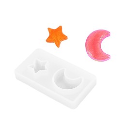 Honeyhandy Silicone Molds, Resin Casting Molds, For UV Resin, Epoxy Resin Jewelry Making, Star & Moon, White, 73x36x10.5mm, Inner size: 17~29mm