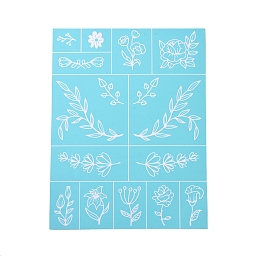 OLYCRAFT 2pcs Self-Adhesive Silk Screen Printing Stencil Flower Leaf Theme Reusable Pattern Stencils for Painting on Wood Fabric T-Shirt Wall and Home Decorations - 11x 8.5Inch