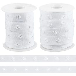 OLYCRAFT 10 Yards Sewing Snap Button Tape Trim Press Button Tape White Polyester Button Tape Sewing Fastener Plastic Press Stud Ribbon Trim for Sewing Crafting Clothing DIY 0.7 inch Wide