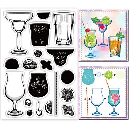 GLOBLELAND Drinks Clear Stamps Layered Drinks Silicone Transparent Seal Stamps Cocktail Juice Rubber Stamps for DIY Card Making Scrapbooking Photo Album Decorations