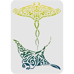 FINGERINSPIRE Manta Ray PET Stencil for Walls and Crafts DIY, 11.7x8.3 inch Reusable Animal Drawing Painting Stencil Template for Painting on Wood, Floor, Furniture, Paper and Fabric