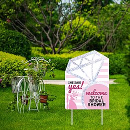 FINGERINSPIRE Diamond with Word She Said Yes Bride Welcome Yard Signs Bridal Shower Party Decorations for Outdoor Bride-to-Be Garden Decoration Lawn Yard Décor (10.2x13.7inch)