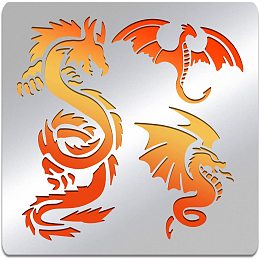 BENECREAT 6x6" Dragon Metal Stencils, Chinese Dragon Stencils for Wood Canvas Wall Painting Crafts and Decorations