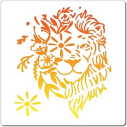 GORGECRAFT 7.1"X7.1"Lion Head Stencil Animal Flower Templates Plastic Drawing Painting Stencils Templates African Cat Wild Animal for Painting on Card Wall Fabric Tile Canvas Crafts DIY Home Decor