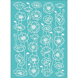 OLYCRAFT 2pcs Self-Adhesive Silk Screen Printing Stencil Papaver Rhoeas Flower Stencil Reusable Mesh Stencils Transfer Washable Home Decor for DIY T-Shirt Fabric Painting Decoration - 7.7x5.5Inch