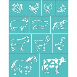 OLYCRAFT 2Pcs Silk Screen Stencils Self-Adhesive Silk Screen Printing Stencils Farm Animal Theme Screen Printing Template for Painting on Wood-220x280mm