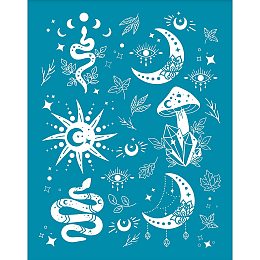 OLYCRAFT Clay Stencils Snake Moon Sun Mushroom Non-Adhesive Silk Screen Printing Stencil Reusable Mesh Stencils Transfer Washable Stencil for Polymer Clay Jewelry Earring Making - 5x4 Inch