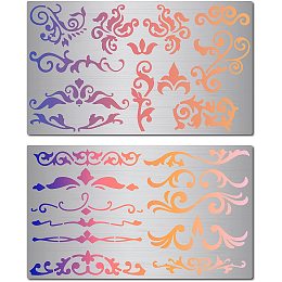 GORGECRAFT 2 Styles 6" Metal Flowers and Vines Stencil Templates Reusable Floral Vine Drawing Journal Cactus Finds Small Stencil for Painting on Wood Burning Wall Canvas Pyrography Engraving