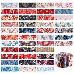 NBEADS Ethnic Style Cotton Ornament Accessories, Japanese Style Cloth Strips, for Patchwork, Costume, Hat, Bag, Rectangle, Mixed Patterns, 505x66x0.2mm, 40 style, 1 pc/style, 40pcs/set