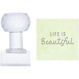 PandaHall Elite Word Acrylic Stamp Life is Beautiful Soap Embossing Stamp Soap Stamp with Handle Soap Chapter Imprint Stamp for Handmade Soap Cookie Clay Pottery Stamp Biscuits Gummier Making Projects