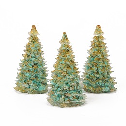 Arricraft Synthetic Turquoise Home Display Decorations, with Resin and Glitter Powder, Christmas Tree, 92x52mm