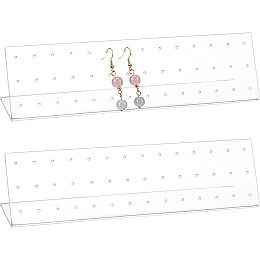 NBEADS 2 Pcs L-Shaped Earring Display Stand, 42 Holes Jewelry Organizer Stands Earring Clip on Holders for Retail Show Personal Use Shooting Props, L.W.H: 7.1x2x1.85"