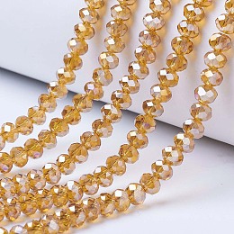 Honeyhandy Electroplate Glass Beads Strands, AB Color Plated, Faceted, Rondelle, Peru, 2.3~2.7x2mm, Hole: 0.4mm, about 150~155pcs/strand, 32~33cm