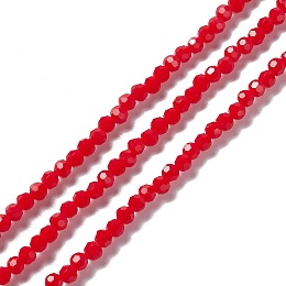 Honeyhandy Faceted Glass Beads Strands, Round, Red, 4mm, Hole: 1mm, about 99~107pcs/strand, 14.09~15.43''(35.8~39.2cm)