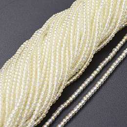 Honeyhandy Electroplate Glass Beads Strands, Full Rainbow Plated, Round, Champagne Yellow, 2.5mm, Hole: 0.7mm, about 177pcs/Strand, 14.09 inch(35.8cm)