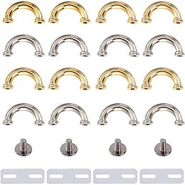 CHGCRAFT 4Set 16PCS U Rings Clasps with Iron Screws and Sheet Alloy Clasps Purse Hardware for Bag Making Keychain Purse Hardware Sewing Craft Project