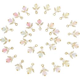 PandaHall Elite 30pcs Golden Angel Charms Heart Angle Wing Charms Imitation Pearl Dangles Mixed Colors Angel Wing Pendants Angle Pendants with Jump Rings for Jewelry Making Necklace Earrings Keychains