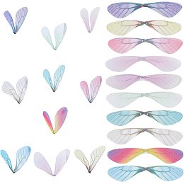 SUNNYCLUE 1 Box 100Pcs 10 Colors Dragonfly Wings Charms Butterfly Wings Pendant Fabric Wings Decoration for Women DIY Earring Jewellery Making Indoor Home Party Decor Crafts, Mixed Color