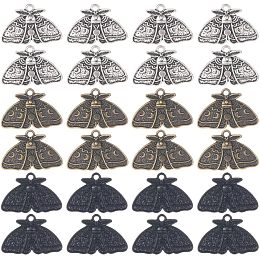 SUNNYCLUE 1 Box 24Pcs Moth Charms Moth Charm Bulk Moon Phase Charms Halloween Gothic Lucky Animal Insect Charm Lunar Moons Charms for Jewelry Making Charms DIY Crafts Handmade Gift Women Adults