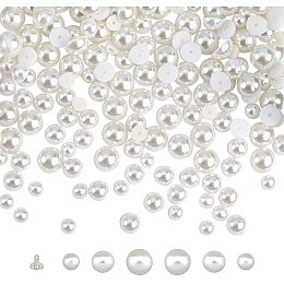 ARRICRAFT 400 Sets Pearl Rivet Studs, 3 Sizes Half Round Imitation Pearl Studs Rivets Pearl Bead Stud Buttons 6/8/10mm Flat Studs Rivets for Leather Craft Shoes Belts Bags Jeans Clothing Decoration