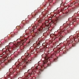 Honeyhandy Imported Natural Garnet Beads Strands, Faceted Round, 2mm, Hole: 0.8mm, about 190pcs/strand, 16 inch