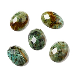 Honeyhandy Natural African Turquoise(Jasper) Cabochons, Faceted, Oval, 18x13x6mm