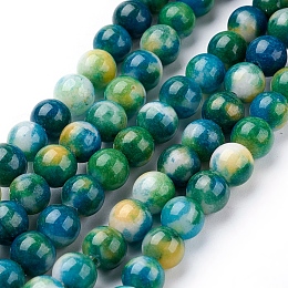 Honeyhandy Jade Beads Strands, Natural White Jade, Dyed, Round, Colorful, 6mm, Hole: 1mm, about 69pcs/strand, 15.7 inch