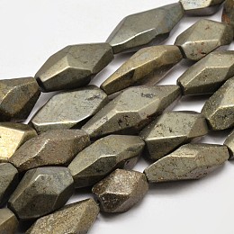 Honeyhandy Natural Pyrite Nuggets Beads Strands, 20~55x14~20x8~20mm, Hole: 1mm, 15.7 inch