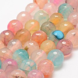 Honeyhandy Faceted Natural Dragon Veins Agate Beads Strands, Round, Dyed & Heated, Colorful, 10mm, Hole: 1.5mm,  about 38pcs/strand, 14 inch(35.6cm)