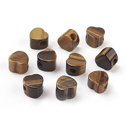 Honeyhandy Natural Tiger Eye European Beads, Large Hole Beads, Heart, 13~14x13~14x9~10mm, Hole: 5.5~6mm