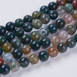 Honeyhandy Natural Indian Agate Beads Strands, Round, 4mm, Hole: 1mm, about 43pcs/strand, 7.2 inch