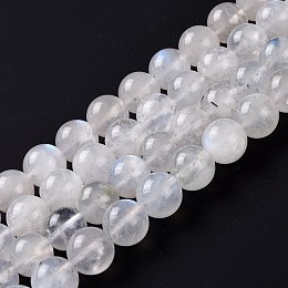 Honeyhandy Natural Rainbow Moonstone Beads Strands, Round, 8mm, Hole: 1mm, about 48pcs/strand, 15.55''(39.5cm)