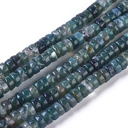 Honeyhandy Natural Moss Agate Beads Strands, Flat Round/Disc, 4.5~5x2~2.5mm, Hole: 0.6mm, about 171pcs/strand, 15.35 inch~15.55 inch(39~39.5cm)