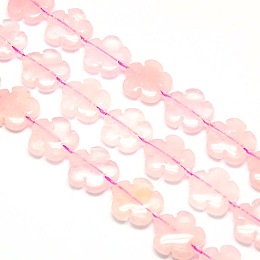 Honeyhandy Natural Rose Quartz Flower Beads Strands, 15mm, Hole: 1mm, about 27pcs/strand, 16.53 inch