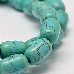 Honeyhandy Dyed Barrel Synthesis Turquoise Beads Strands, Turquoise, 12x8mm, Hole: 1mm, about 31pcs/strand, 15.7 inch